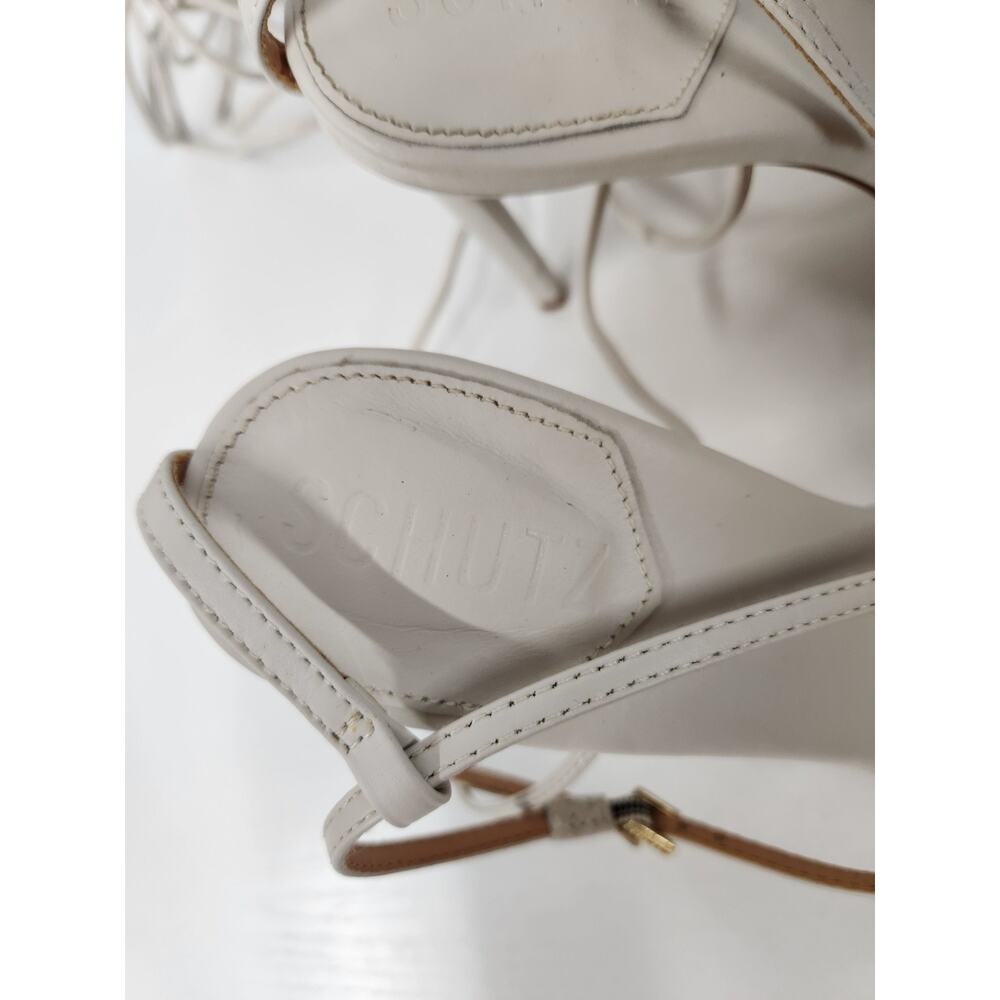Schutz Women's Vikki Leather Ankle Tie Strappy High Heels, Size 6B, In Off White - Picture 5 of 14